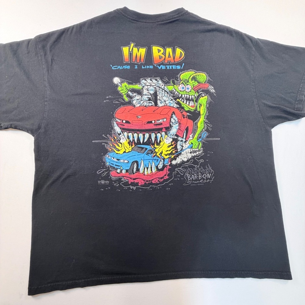 Rat Fink Ed Big Daddy Roth T Shirt 2XL Corvette I'm Bad Vettes Hot Rod Vintage